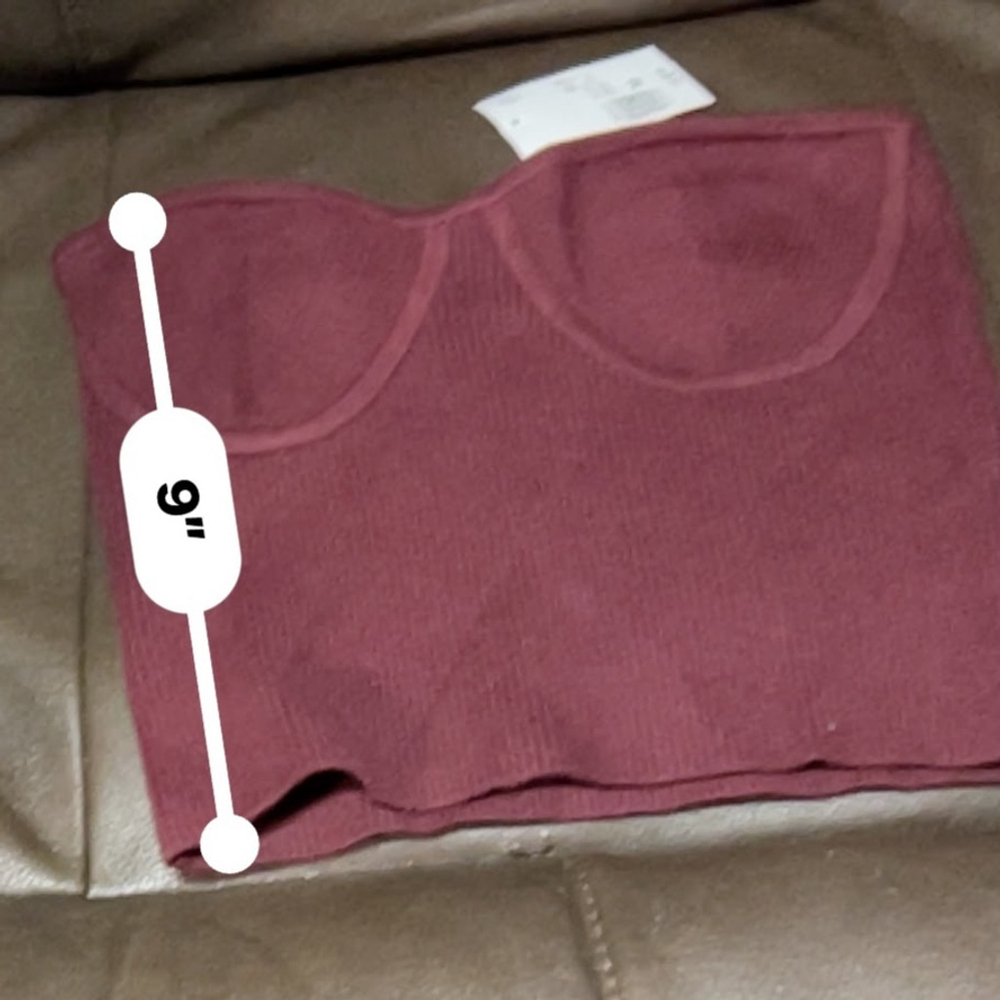 Forever 21 Tube Top - Women's M - Burgundy Ribbed Sweater - Picture 9 of 9